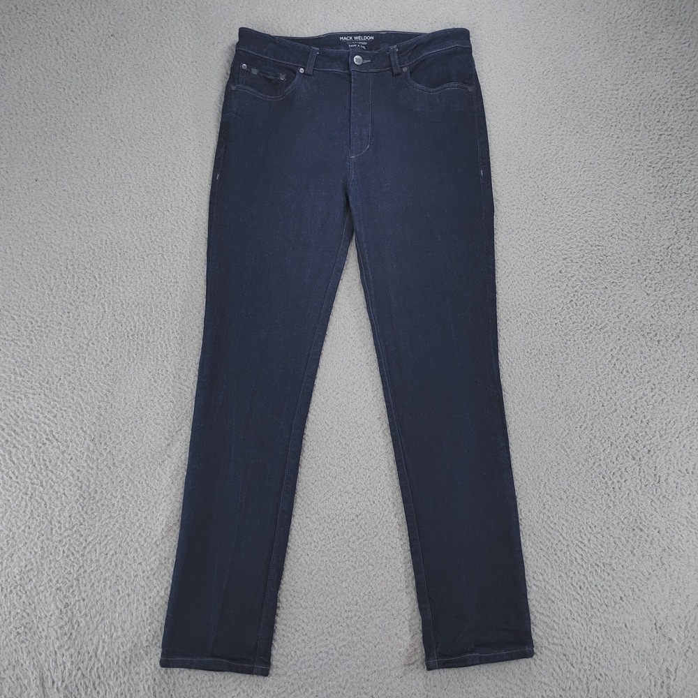 Mack Weldon Jeans Mens 32x31 Blue Silver Denim Five Pocket Very Stretchy Dark